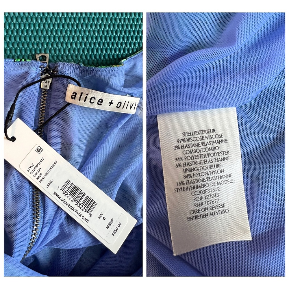 Alice + Olivia Delora Blue Green Paisley Spaghetti Strap Midi Dress - Picture 14 of 16